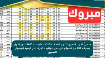 حصرياً الآن.. تحميل نتائج الصف الثالث المتوسط 2025 الدور الأول بصيغة PDF من الموقع الرسمي للوزارة – تعرف على كيفية الوصول السريع